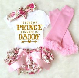 Promotion Newborn Baby Clothing Sets Kids Clothes Letter Print Romper Broken Flower Ruffled Bow Shorts Suits For Infant Toddlers Dresses