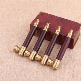 Removable copper-head pull-rod cigarette holder direct-selling red acid branch solid wood smoke stick mini-portable straight filter pipe
