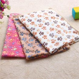 Cute Floral Pet Sleep Warm Paw Print towl Dog Cat Puppy Fleece Soft Dog Blanket Pet Dog Beds Mat