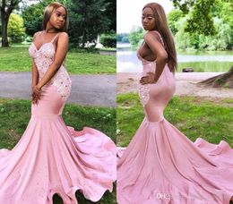 Pink South African Black Girls Prom Dresses New Nigeria Spaghetti Straps Holidays Graduation Wear Evening Party Gowns Custom Made Plus Size