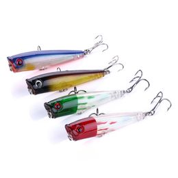 Popper Lure 4color 6.5CM 6.6G 8#hooks top water magician Popper hard bait,plastic Crankbait fishing lure,Within laser 48pcs/lot,freeshipping