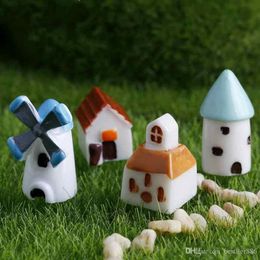 100 Pcs Mini Resin Castle Church Windmill Barn Cabin House Mini Craft Cottage Landscape home garden decoration accessories