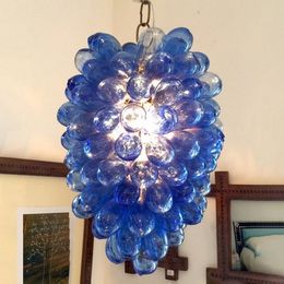 Lamps Purple Bubble Lamp Hand Blown-Glass Chandeliers LED Bulbs Murano Glass Chain Pendant Lighting for House Decoration