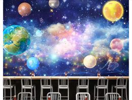 Customised 3D large-scale photo mural wallpaper Cosmic nebula sky stars planet outer space bar background wall Papel de parede