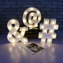 LED Marquee Night Light Indoor Wall Light Up Kid Gift White Plastic Letter Sign Alphabet Lamp Symbol Night Light