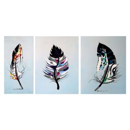 DIY Oil Painting By Numbers 3in1 Feather 50*40CM/20*16 Inch On Canvas For Home Decoration Kits [Unframed]