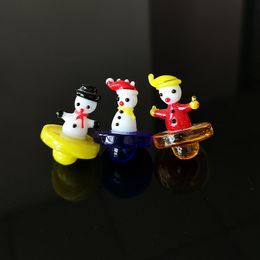 Colors Snowman Style carb cap Smoking Accessories Glass Caps For Hookahs Glass Water Pipe Oil Dab Rigs DCC17