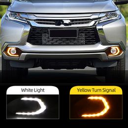 2Pcs Car LED Daytime Running Light DRL Lamp For Mitsubishi Pajero Sport 2016 2017 2018 2019 Fog lamp turn signal