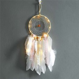 LED Light Dream Catcher Feathers Lace Wall Hanging Pendant Dreamcatcher For Home Wall Art Car Hangings Decoration Gift