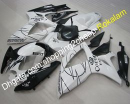 K6 белые черные обтекатели для запчастей Suzuki GSXR600 GSXR750 2006 2007 Sport Bike Bike Bike Coundrace Bike Kit (литье под давлением)