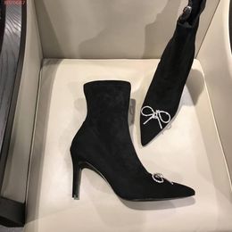 Sıcak satış-Kadınlar Moda İnce Topuk Ayakkabı Moda Lüks Tasarımcı Kadınlar Superstars Ayakkabı Çizme Seksi Yarım Çizme Kadınlar Elbise Ayakkabı ilmek