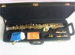 Brand new Soprano Saxophone SS-W037 B flat straight Soprano Sax Musical Instruments Sax Nickel plated silver With Case Professional