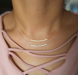 promotion classic simple Jewellery cz curve bar three Colour AAA cubic zirconia top quality bar necklace for women sale