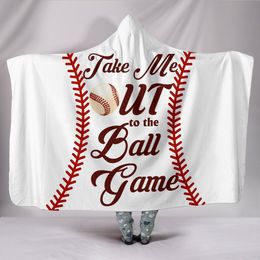 Basketball Baseball Football Rugby Pattern 3D Printed Plush Hooded Blanket for Men Wearable Soft Fleece Throw Blankets