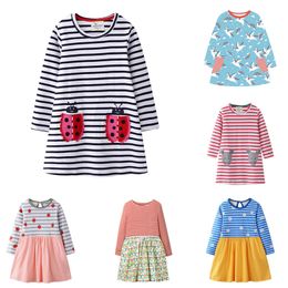 Fille Rayé A Ligne De Robe De 40 Design Automne Manches Longues Cartoon Imprimé Animal Robe Enfants Vêtements Filles Designer Casual 2 7t 06 Tenues
