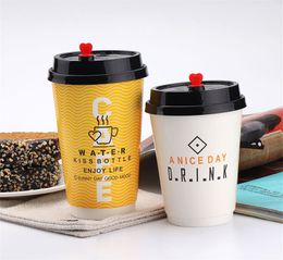Tazza di carta da caffè usa e getta anti-calda Tazza da caffè per tè al latte Tazza da asporto Tazza da caffè per acqua usa e getta a doppio strato