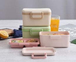 Environmental protection bamboo fiber children's lunch box sealing tableware cartoon household anti-drop lunch box