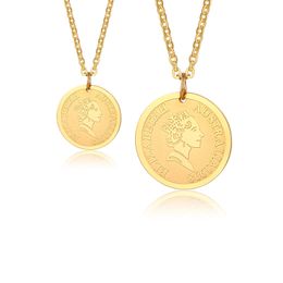 Victoria Necklace Elizabeth Medallion Necklace in Stainless Steel Gold Coin Necklace Bridesmaid Gift