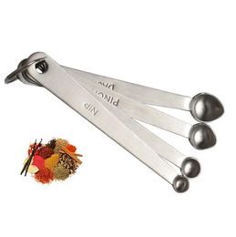 4pcs/set Stainless Steel Condiment Measuring Spoons Kitchen Baking Seasoning Measure Scoop Set Kitchen Tool SN2644