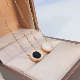 necklace sterling silver 18K gold natural stone round couple necklace with gift box