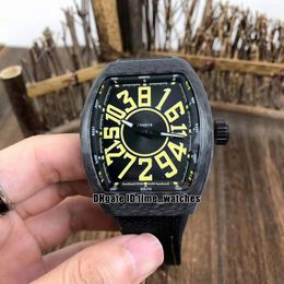 Top Quality Men's Collection V45 Crazy Hours Asian Special Edition Carbon Fiber Watch Miyota Automatic Mens Watch Rubber Strap Gents Watches
