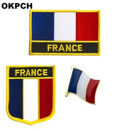 France flag patch badge 3pcs a Set Patches for Clothing DIY Decoration PT0057-3