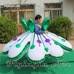 Stage Performance Walking Inflatable Flower Costume Shiny Wearable Blow Up Dancing Dress Attractive Skirt For Parade Show