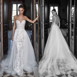berta mermaid wedding dresses sweetheart lace backless with detachable train bridal gowns plus size beach wedding gown