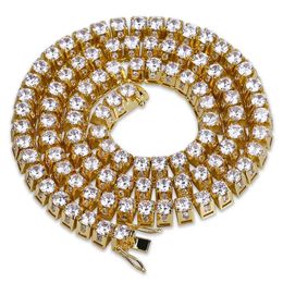 10mm 20/22/24/26/28/30inch Men Women Necklace Hotsale Gold Silver Colour CZ Tennis Chain Necklaces for Men Chain Fashion Jewellery