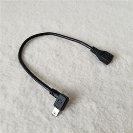 Mini B USB Right Angle Male to Female Data Cable Extension Wire for MP4 Phone Black 25CM