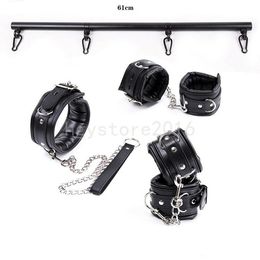 Bondage Padded Leather Wrist Ankle Cuffs Handcuff Collar Restraint Spreader Bar A675