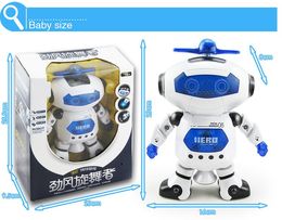 The new space dance electric robot music walking electronic toy robot 360 degree rotating light music infrared children's toys