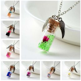 Original handmade DIY female alloy wings wishing bottle pendant Jewellery wholesale DJN284 mix order Pendant Necklaces Jewellery