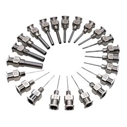 12pcs 12pk 1/2(0.5) inch 8g to 30g Stainless-Steel Syringe Dispenser Dispensing Glue Needles Blunt Metal