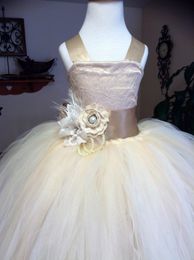 2019 New Lovery Flower Girl Dresses For Weddings Puffy Spaghetti Straps Lace Tulle Sleeveless Princess Girls Birthday party Pageant Gowns