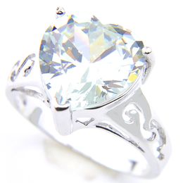 Quality 925 silver Wedding Rings Cut Heart White Topaz Gems For Women Fashion Engagement Gift Jewellery Rings