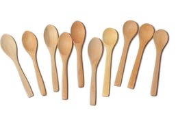 Painted Wooden Spoons Natural Eeo-Friendly Mini Honey Spoons Kitchen Mini Coffee Teaspoon Kids soup Scoop SN188