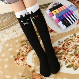 Baby Knee High Socks Girls Animal Cat Striped Stockings Kids Polka Dot Cartoon Long Socks Cotton Casual Tights Princess Leg Warmer C7140