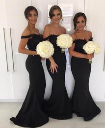 New Sexy off the Shoulder Mermaid Black Bridesmaid Dresses Custom Made Maid of Honor Gowns Formal Wedding Guest Dress