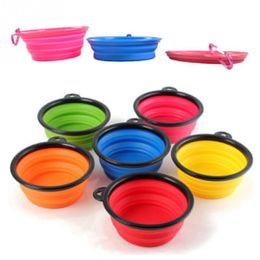 2017 New Silicone Folding dog bowl Expandable Cup Dish for Pet feeder Food Water Feeding Portable Travel Bowl portable bowl with Carabiner