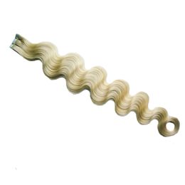Tape In Human Hair Extensions 40pcs Double Sided Natural Human Hair PU Hair Extensions Body Wave blonde Weave100g