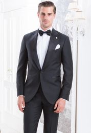 Brand New Black Mens Wedding Tuxedos Peak Lapel Slim Fit Groomsmen Tuxedos Popular Man Blazers Jacket Excellent Suit(Jacket+Pants+Tie)36