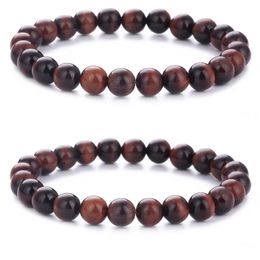 Natural Stone Bracelet 8mm Beads Red Tiger Eye Bracelets for Men Women Jewellery Stretch Bangle Fashion Accessories