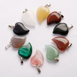 Wholesale Charms Hot Love Heart Shaped Pendants Mixed Natural Crystal Quartz stone Pendant for Jewelry making Necklace Earrings free