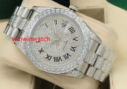 Automatic men watch 41mm silver case stones bezel and diamonds in middle of bracelet Multi-Color dial wrist watches high quality