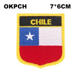 Chile Flag Embroidery Iron on Patch Embroidery Patches Badges for Clothing PT0216-S