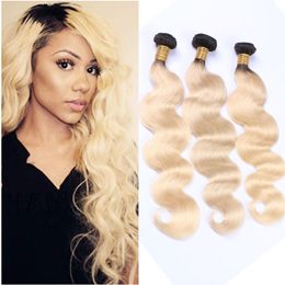 Malaysian Human Hair 3 Pieces/lot Body Wave Hair Extensions 10-28inch 1B/613 Ombre Hair Wefts 1B 613