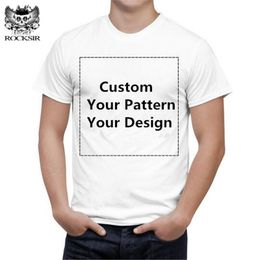 Rocksir Women Customised Graphic printed t-shirt 100% Cotton Men Tee Shirt casual Basic Tshirt Your own design black white