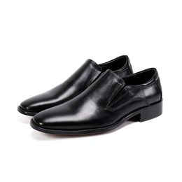 Batzuzhi Formal Black Genuine Leather Dress Shoes for Men Business Slip-on zapatos de hombre, Big Sizes 38-46