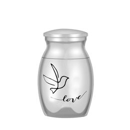 Love Bird Cremation Urns Aluminum Alloy Ash Memorial Container Mini Urn Memorial Ashes Holder for Women Men 16x25mm